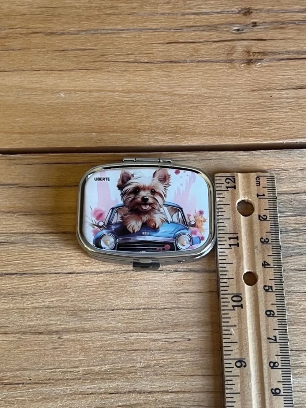 Yorkie Puppy Purse Pill Box/Travel Jewelry Box-Puppy in Car